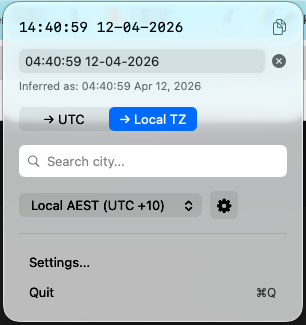 UTC Converter timestamp conversion showing bidirectional UTC conversion
